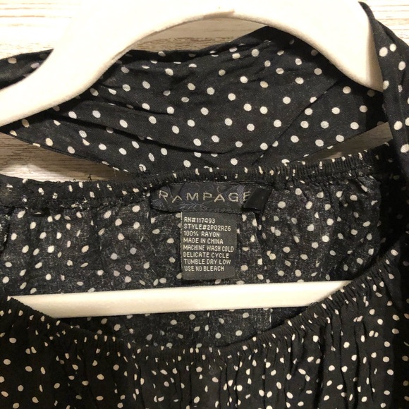 Black and white tie neck blouse - Picture 2 of 6